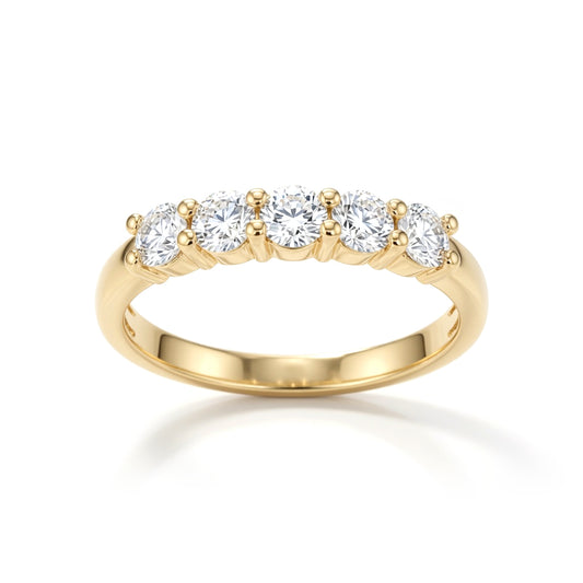 Silver  Lab Grown Diamond 5 Stone Half Eternity Ring 3mm 0.50cts - 8-82-0303