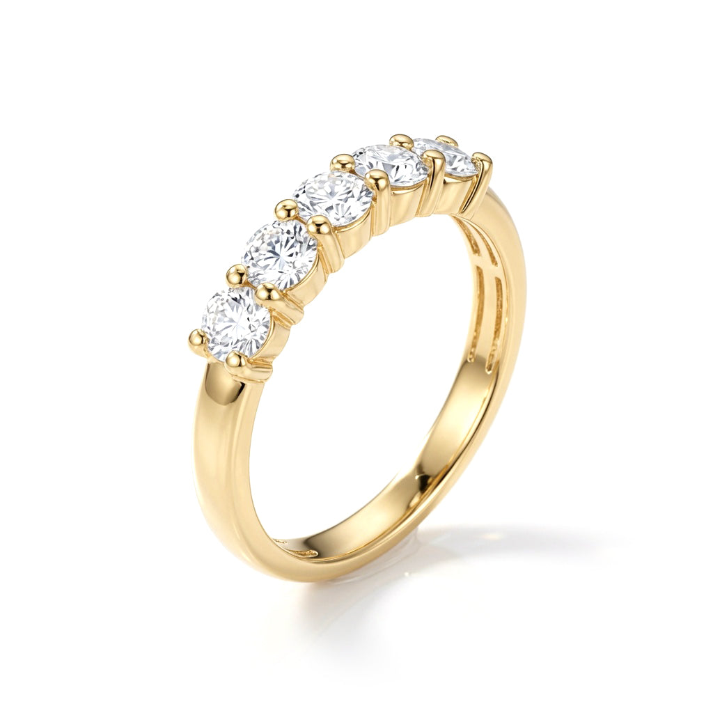 Silver  Lab Grown Diamond 5 Stone Half Eternity Ring 3mm 0.50cts - 8-82-0303