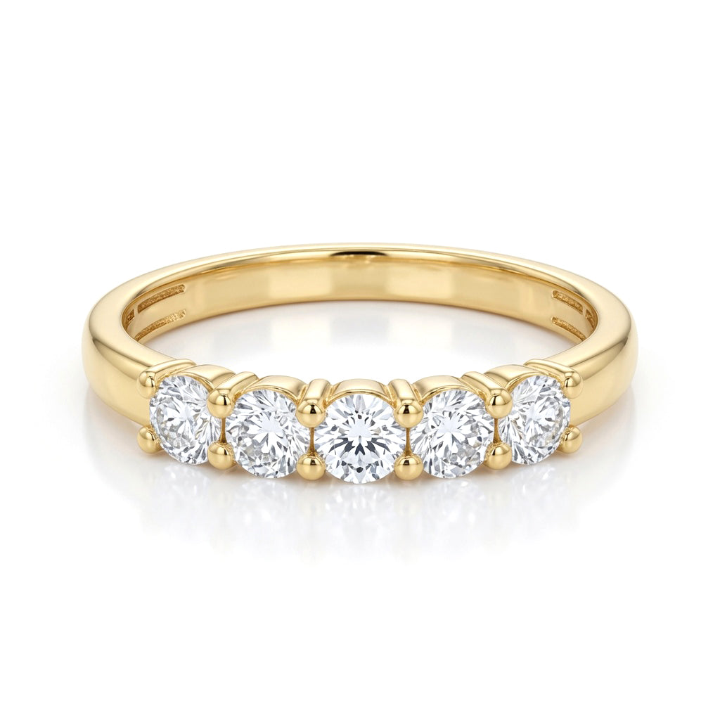 Silver  Lab Grown Diamond 5 Stone Half Eternity Ring 3mm 0.50cts - 8-82-0303
