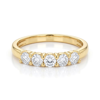 Silver  Lab Grown Diamond 5 Stone Half Eternity Ring 3mm 0.50cts - 8-82-0303