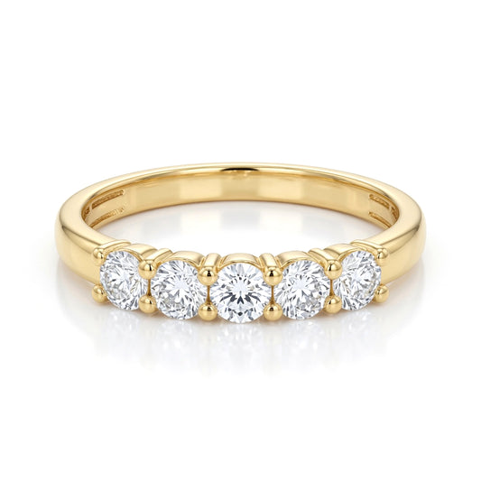 Silver  Lab Grown Diamond 5 Stone Half Eternity Ring 3mm 0.50cts - 8-82-0303