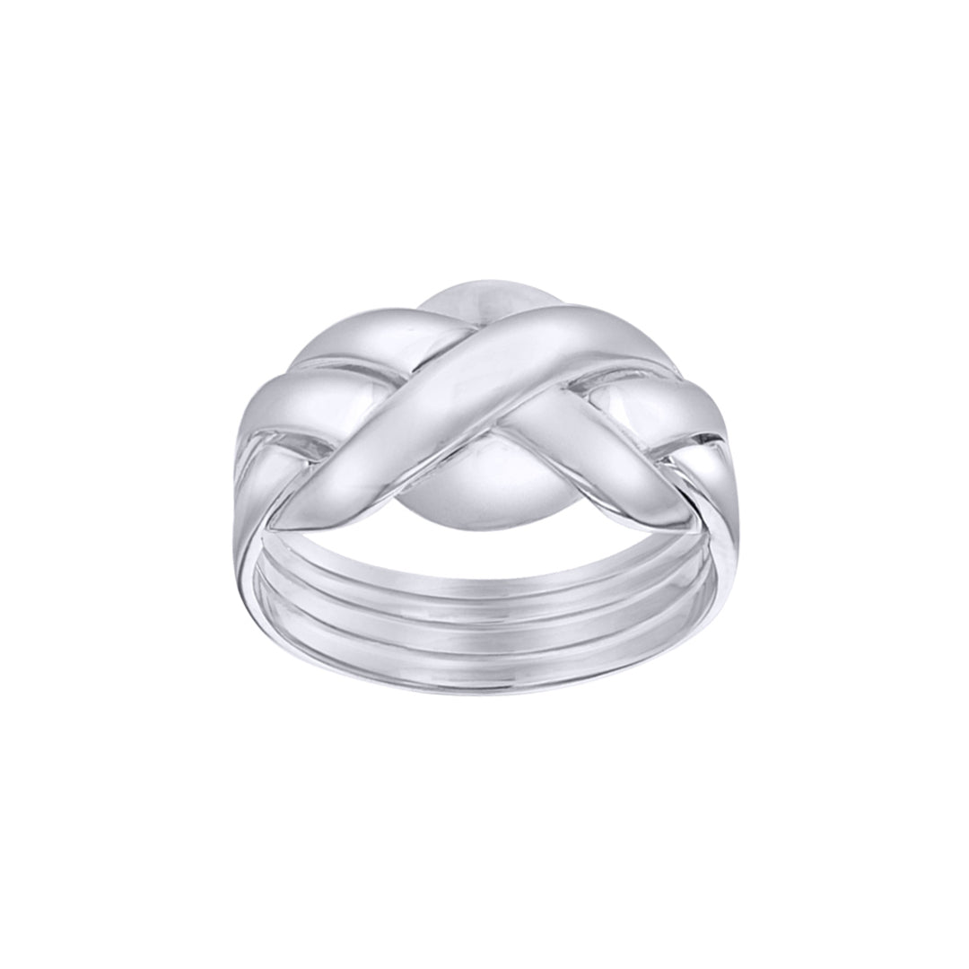 Silver  Domed 4 Piece Puzzle Ring - 8-83-3910