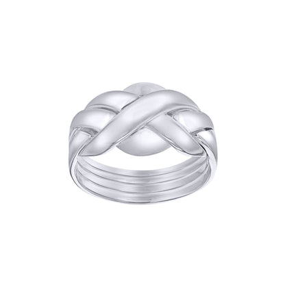 Silver  Domed 4 Piece Puzzle Ring - 8-83-3910