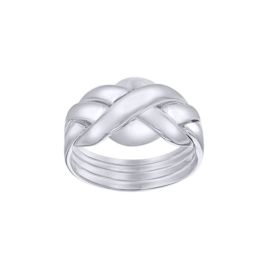 Silver  Domed 4 Piece Puzzle Ring - 8-83-3910