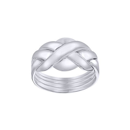 Silver  Domed 4 Piece Puzzle Ring - 8-83-3910