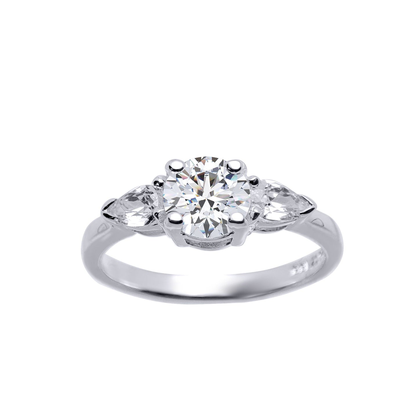 Silver  Pear CZ Trilogy Travel & Proposal Ring 6mm 1.35CTS - 8-84-6961