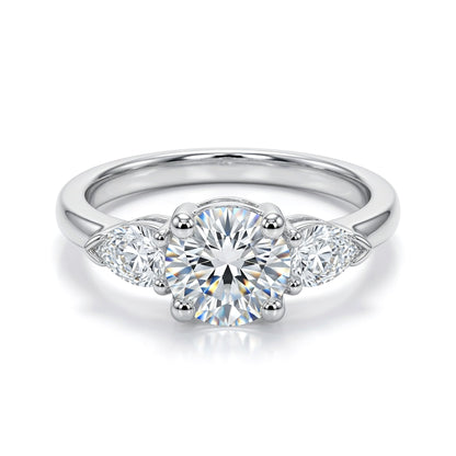 Silver  Pear CZ Trilogy Travel & Proposal Ring 6mm 1.35CTS - 8-84-6961