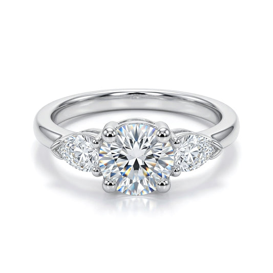 Silver  Pear CZ Trilogy Travel & Proposal Ring 6mm 1.35CTS - 8-84-6961