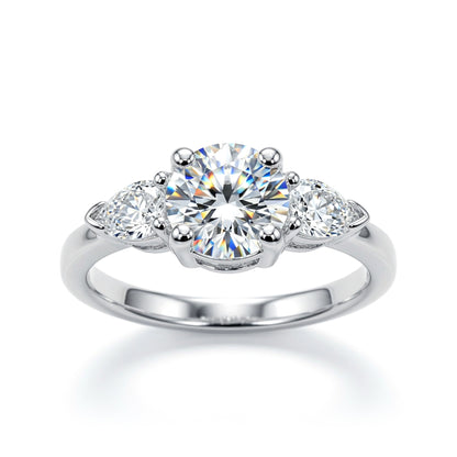 Silver  Pear CZ Trilogy Travel & Proposal Ring 6mm 1.35CTS - 8-84-6961