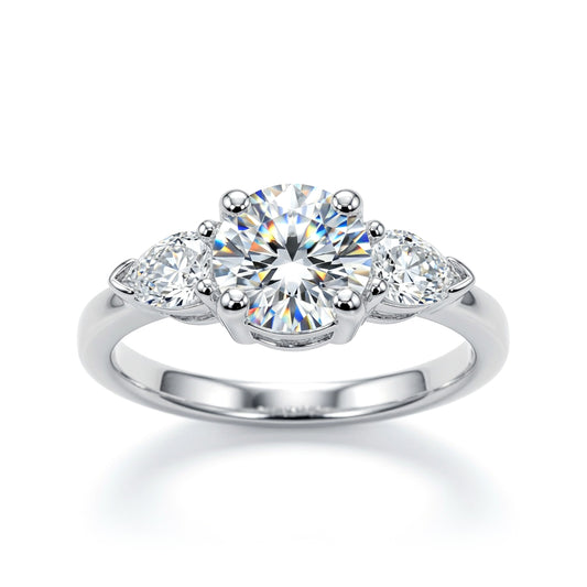 Silver  Pear CZ Trilogy Travel & Proposal Ring 6mm 1.35CTS - 8-84-6961