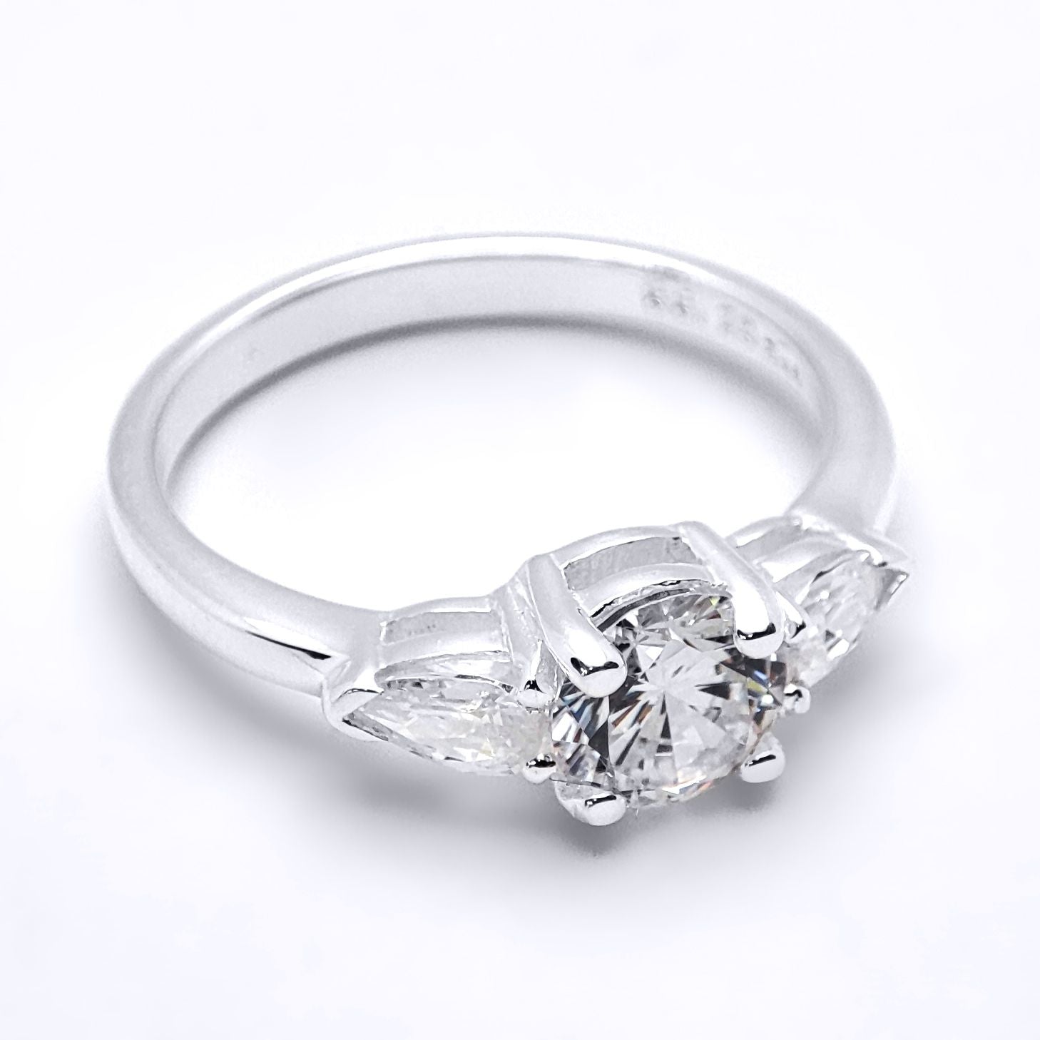 Silver  Pear CZ Trilogy Travel & Proposal Ring 6mm 1.35CTS - 8-84-6961