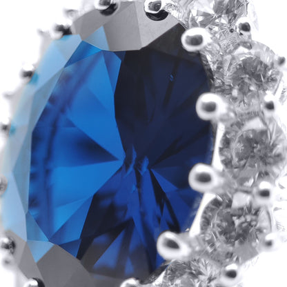 Silver  Sapphire-Blue CZ Princess Diana Kate Royal Engagement Ring - 8-84-9751