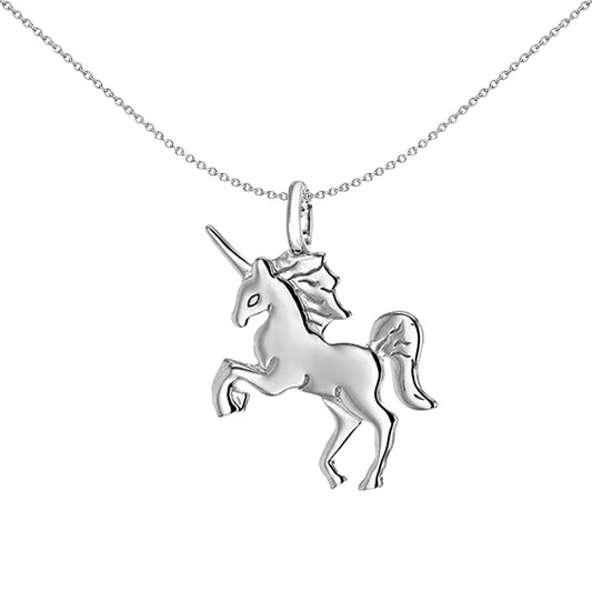 Sterling Silver  Unicorn Charm Necklace 18 inch (22mm x 27mm) - 8-63-2123