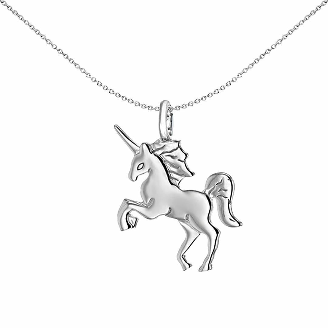 Sterling Silver  Unicorn Charm Necklace 18 inch (22mm x 27mm) - 8-63-2123