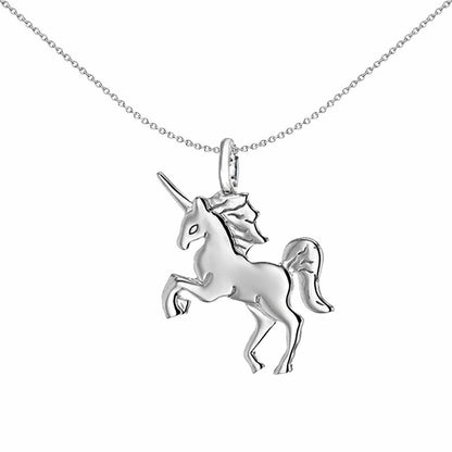 Sterling Silver  Unicorn Charm Necklace 18 inch (22mm x 27mm) - 8-63-2123
