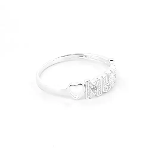 925 Sterling Silver  0.02ct Diamond Love Heart MUM Ring 4.5mm - 925R535