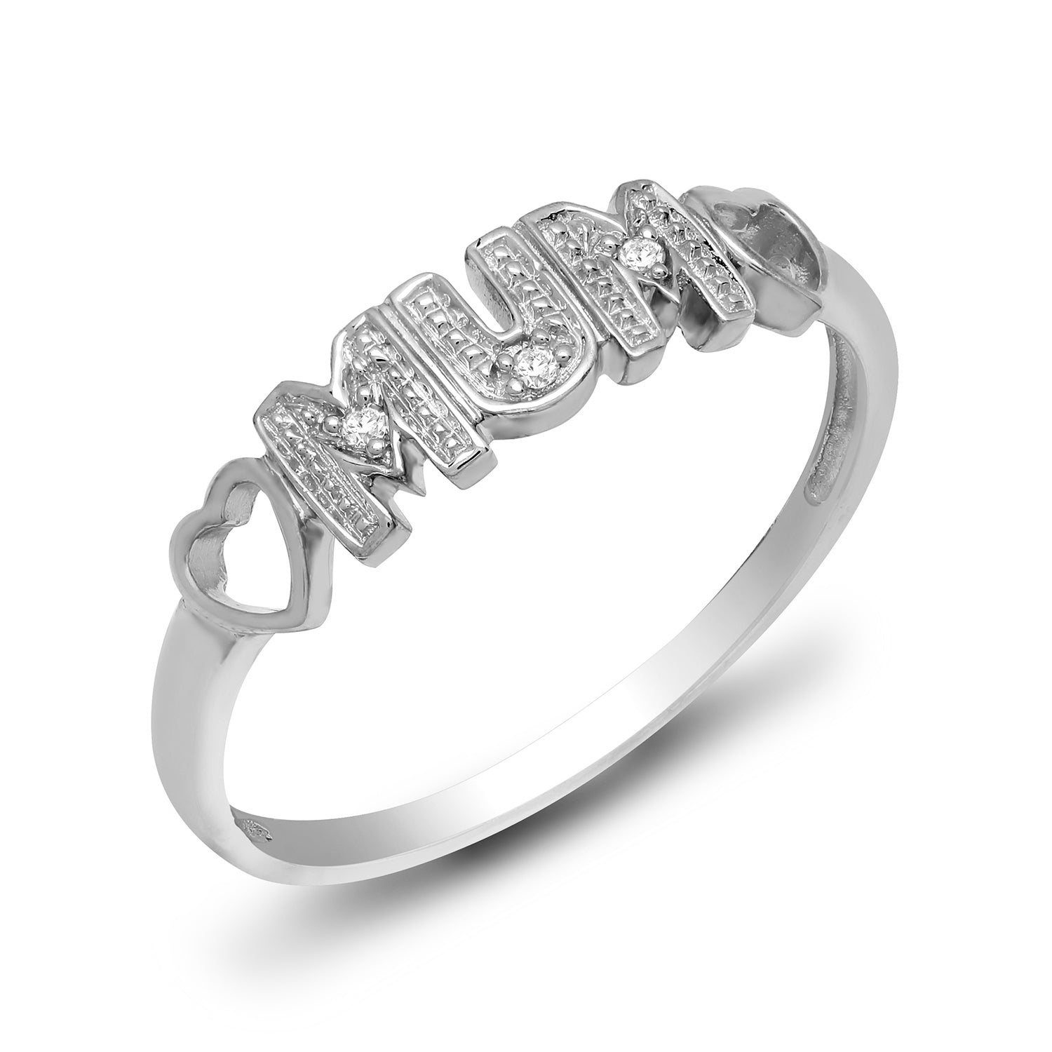 925 Sterling Silver  0.02ct Diamond Love Heart MUM Ring 4.5mm - 925R535