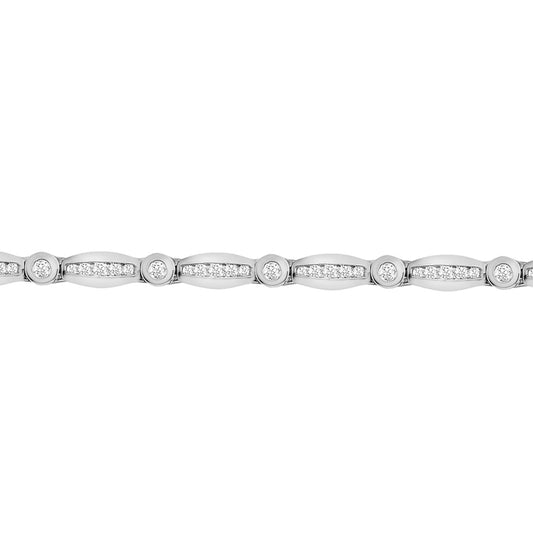 9ct White Gold  2ct Diamond Fancy Tennis Bracelet 4.7mm - 9B009
