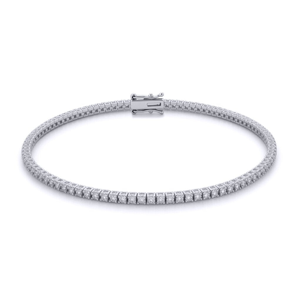 9ct White Gold  1.00ct Natural Diamond Line Tennis Bracelet - 9B018-100