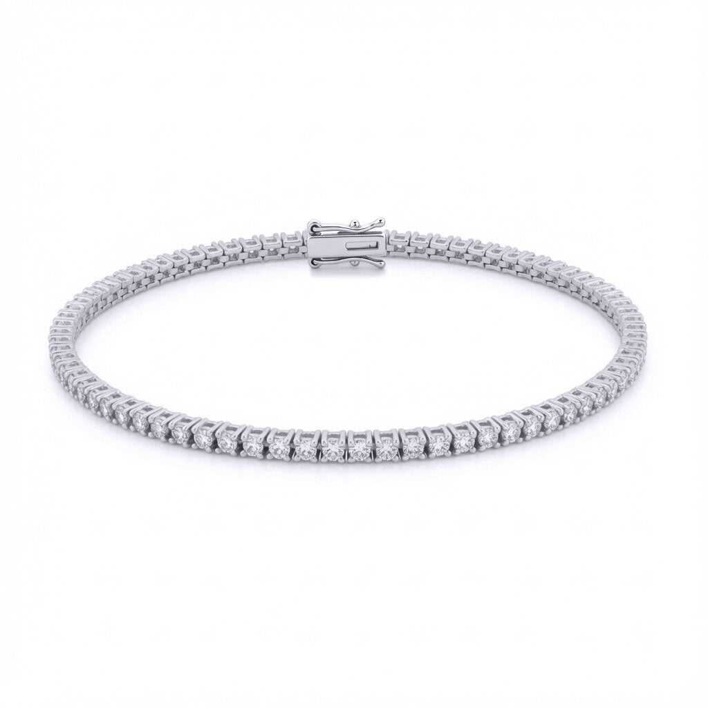 9ct White Gold  2.00ct Natural Diamond Line Tennis Bracelet - 9B018-200