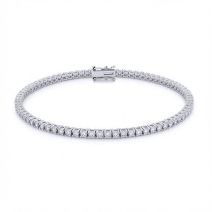 9ct White Gold  2.00ct Natural Diamond Line Tennis Bracelet - 9B018-200