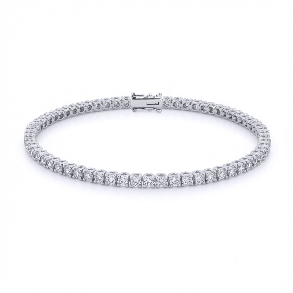 9ct White Gold  3.00ct Natural Diamond Line Tennis Bracelet - 9B019-300