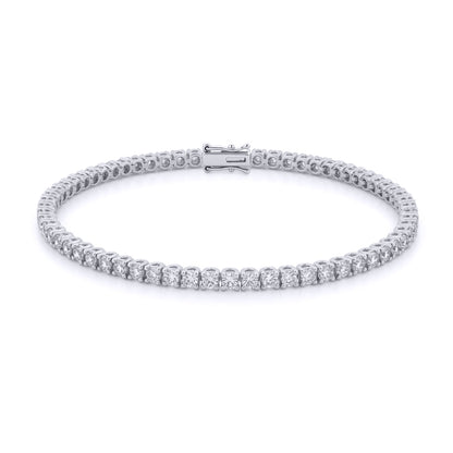 9ct White Gold  3ct Certified Natural Diamond Tennis Bracelet - 9B019-300