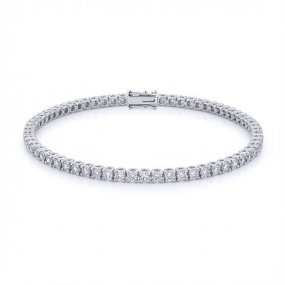 9ct White Gold  3.00ct Natural Diamond Line Tennis Bracelet - 9B019-300