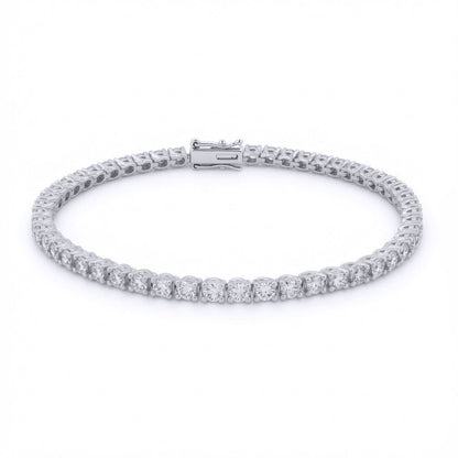 9ct White Gold  4.00ct Natural Diamond Line Tennis Bracelet - 9B019-400