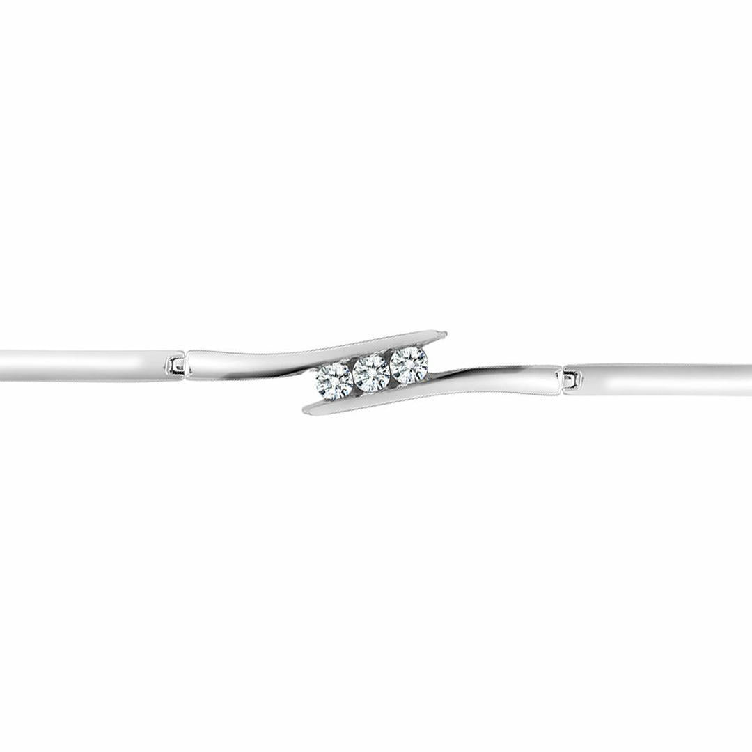 9ct White Gold  0.5ct Diamond Crossover Trilogy Bracelet 8mm - 9B019