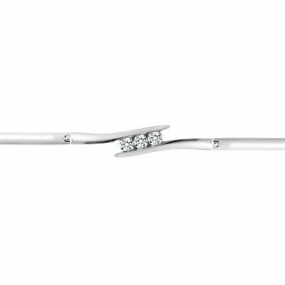 9ct White Gold  0.5ct Diamond Crossover Trilogy Bracelet 8mm - 9B019
