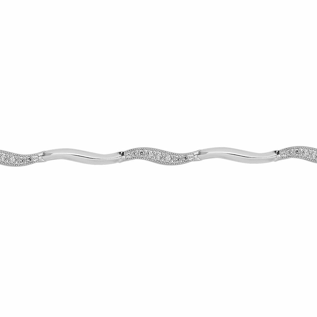 9ct White Gold  0.28ct Diamond Fancy Tennis Bracelet - 9B020