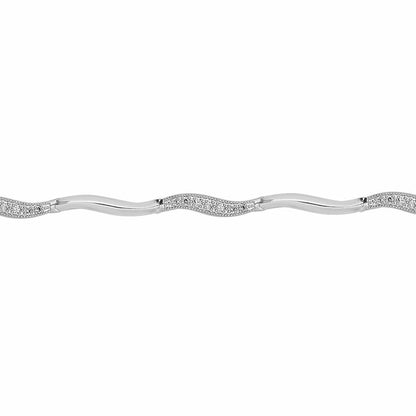 9ct White Gold  0.28ct Diamond Fancy Tennis Bracelet - 9B020