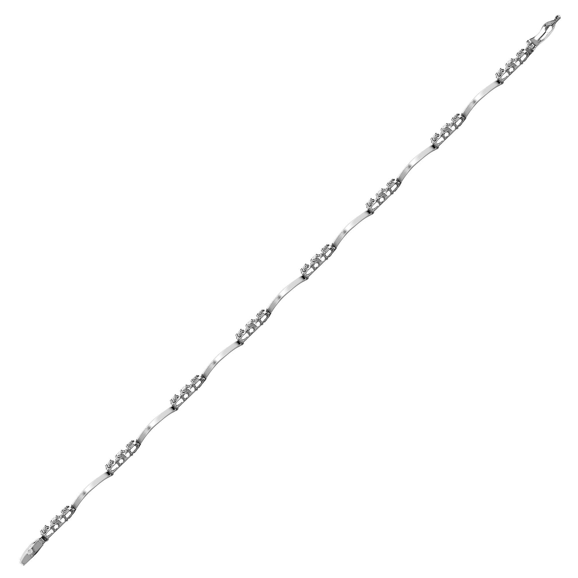 9ct White Gold  0.52ct Diamond Fancy Tennis Bracelet - 9B021