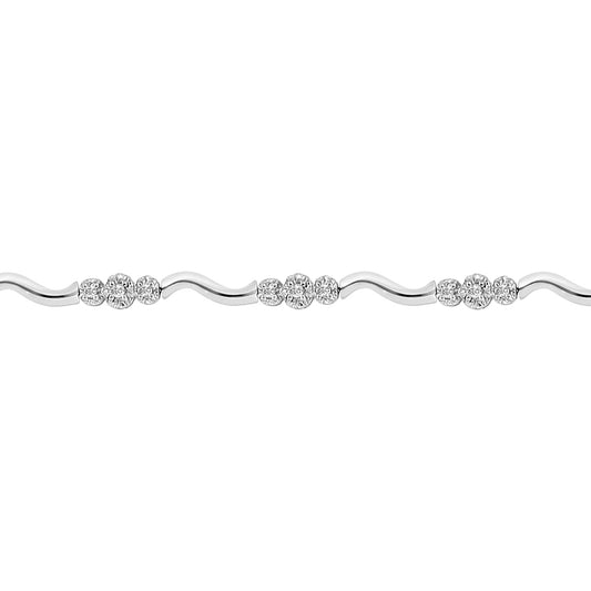 9ct White Gold  0.52ct Diamond Fancy Tennis Bracelet - 9B021