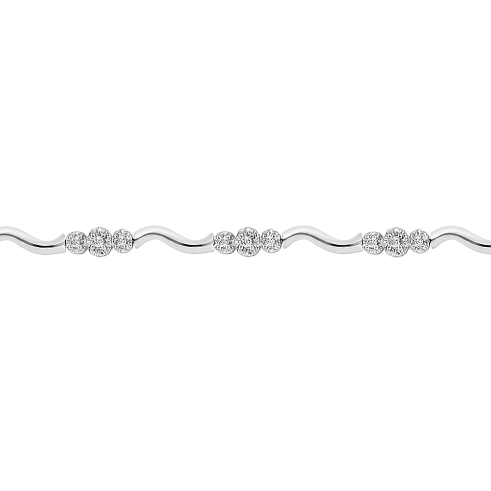 9ct White Gold  0.52ct Diamond Fancy Tennis Bracelet - 9B021