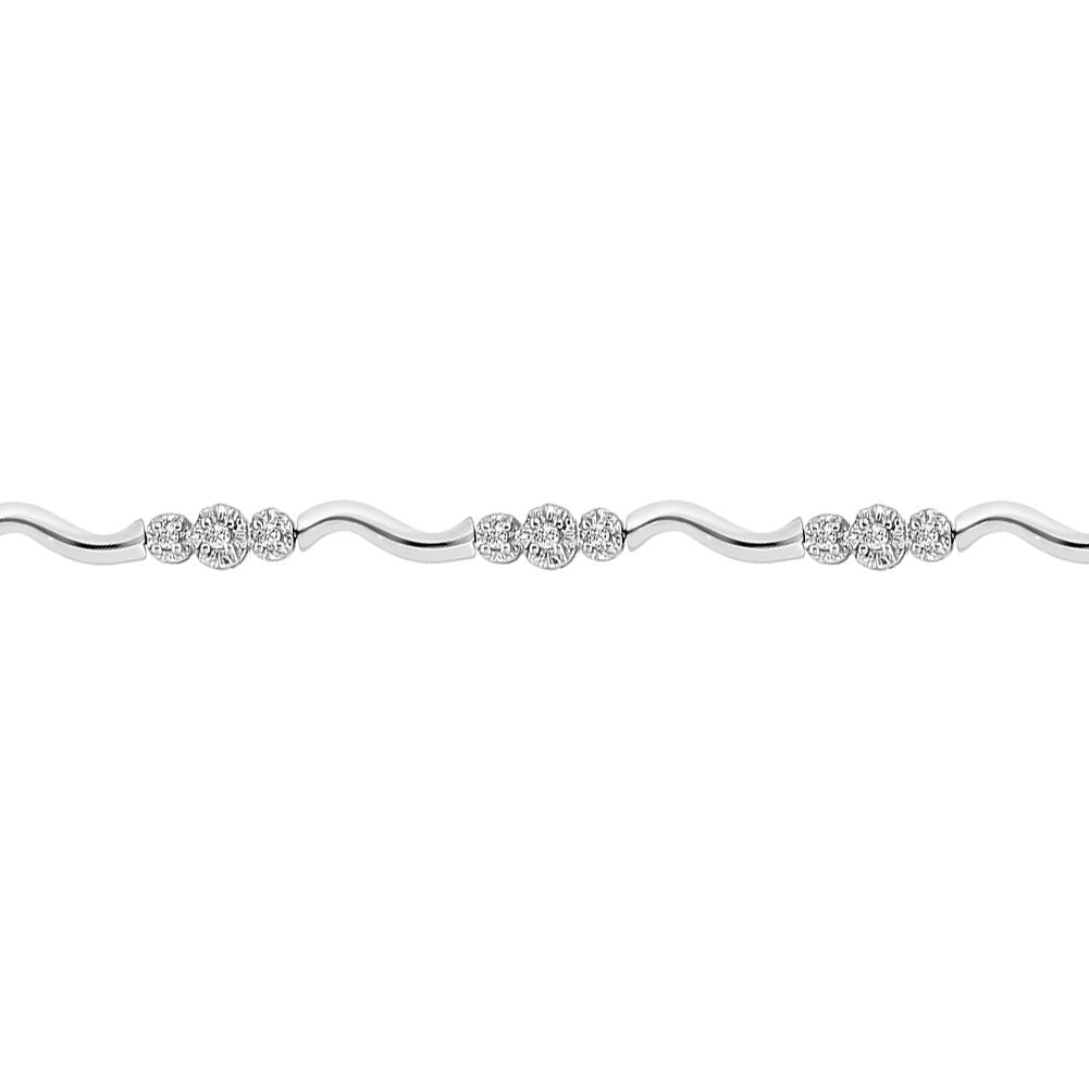 9ct White Gold  0.52ct Diamond Fancy Tennis Bracelet - 9B021