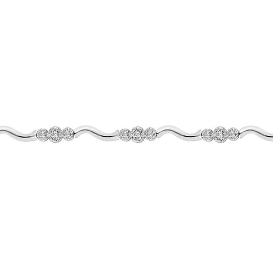 9ct White Gold 0.52ct Diamond Fancy Tennis Bracelet - 9B021