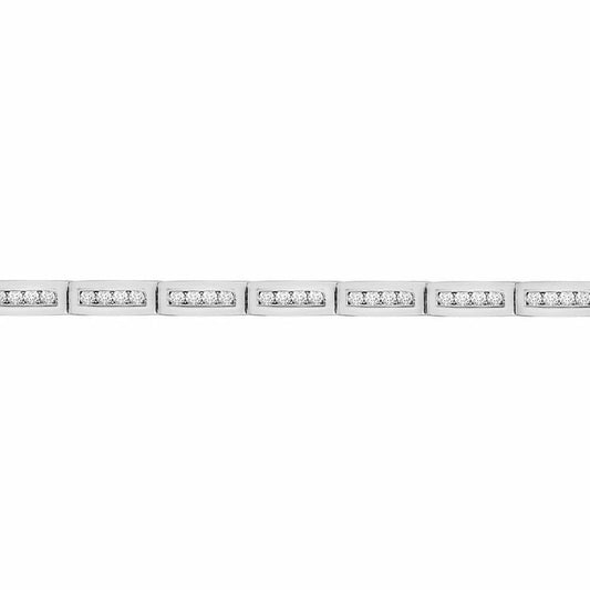 9ct White Gold  2ct Diamond Train Carriage Line Bracelet 4.5mm - 9B030