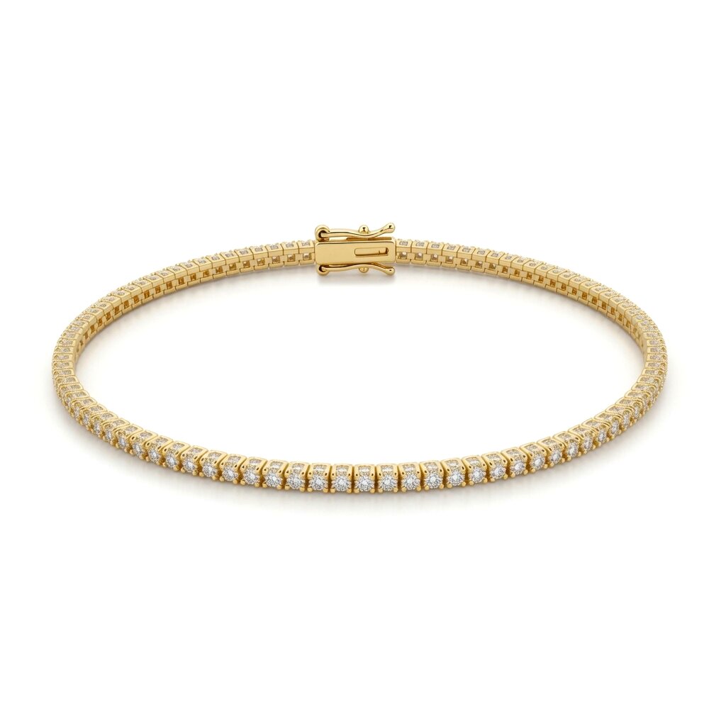 9ct Yellow Gold  1.00ct Natural Diamond Line Tennis Bracelet - 9B095-100
