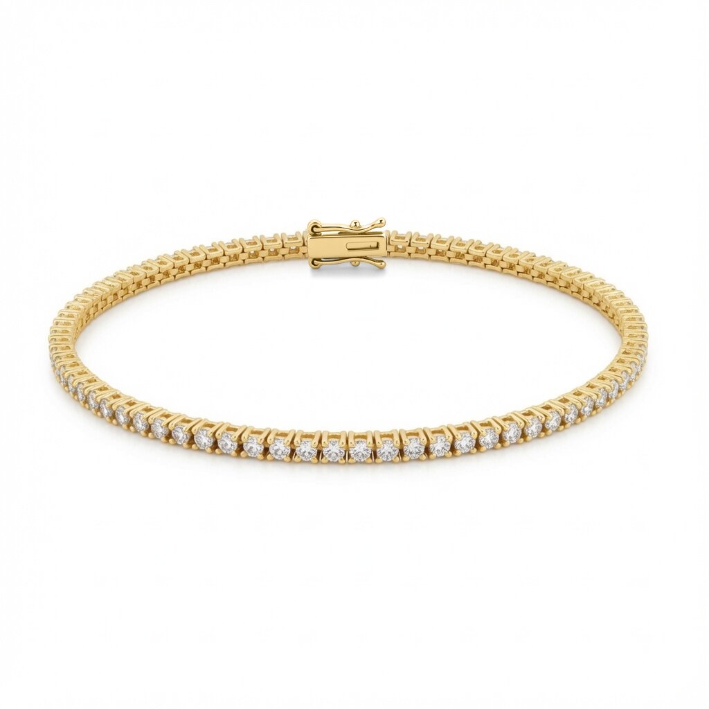 9ct Yellow Gold  2.00ct Natural Diamond Line Tennis Bracelet - 9B095-200