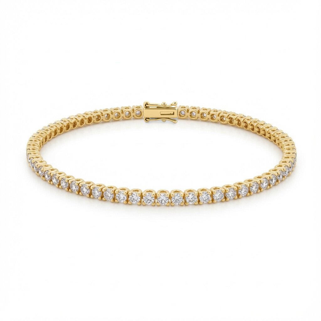 9ct Yellow Gold  3.00ct Natural Diamond Line Tennis Bracelet - 9B095-300