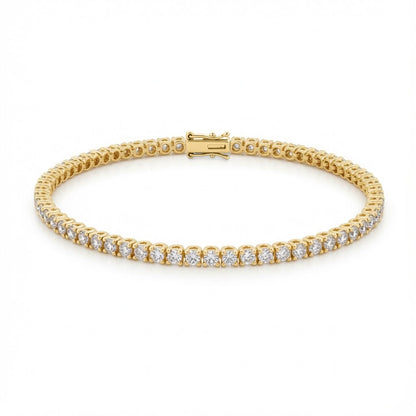 9ct Yellow Gold  3.00ct Natural Diamond Line Tennis Bracelet - 9B095-300