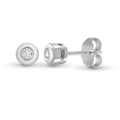 9ct White Gold  0.1ct Diamond Solitaire Stud Earrings - 9E002-010