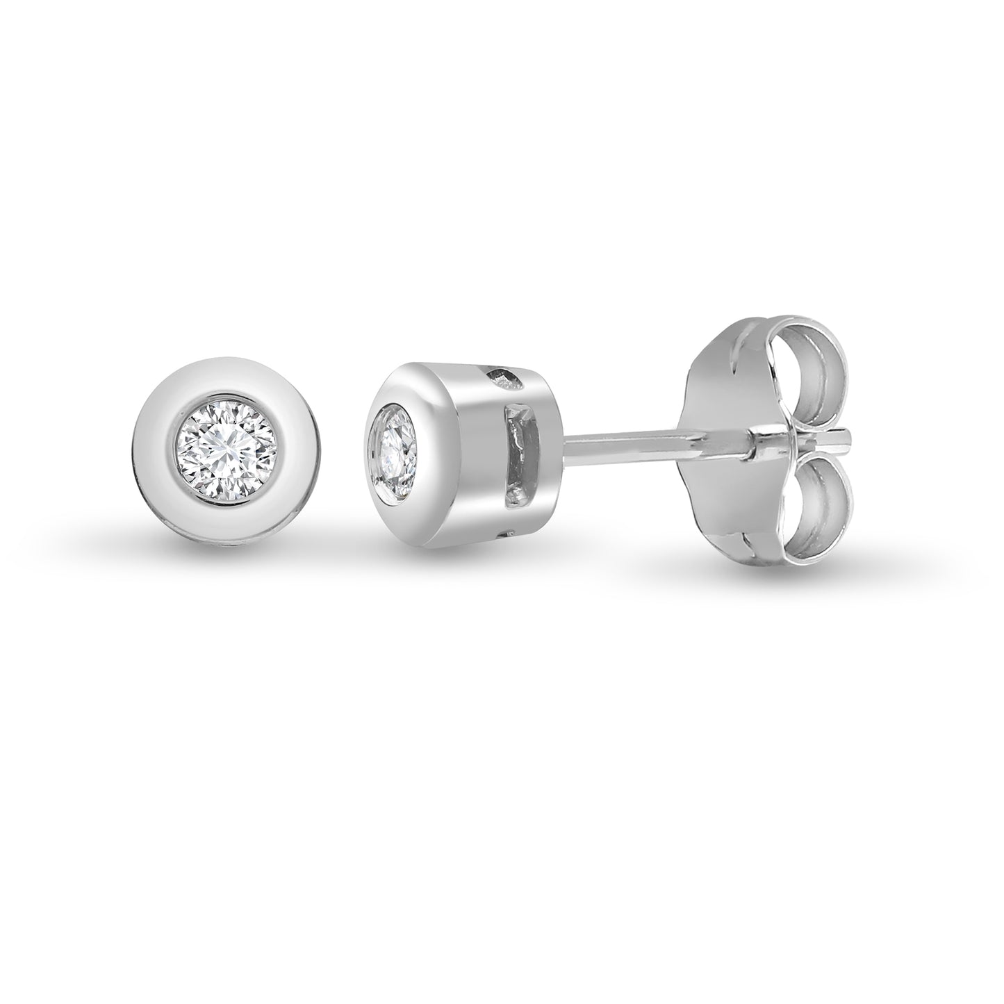 9ct White Gold  0.15ct Diamond Solitaire Stud Earrings - 9E002-015