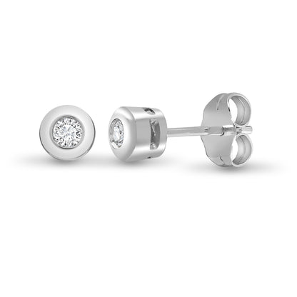 9ct White Gold  0.2ct Diamond Solitaire Stud Earrings - 9E002-020