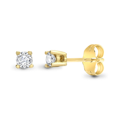 9ct Gold  0.1ct Diamond Solitaire Stud Earrings - 9E092-010