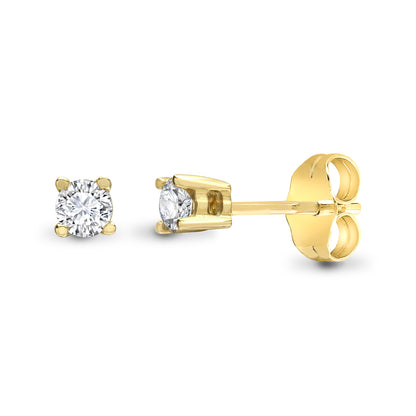 9ct Gold  0.15ct Diamond Solitaire Stud Earrings - 9E092-015