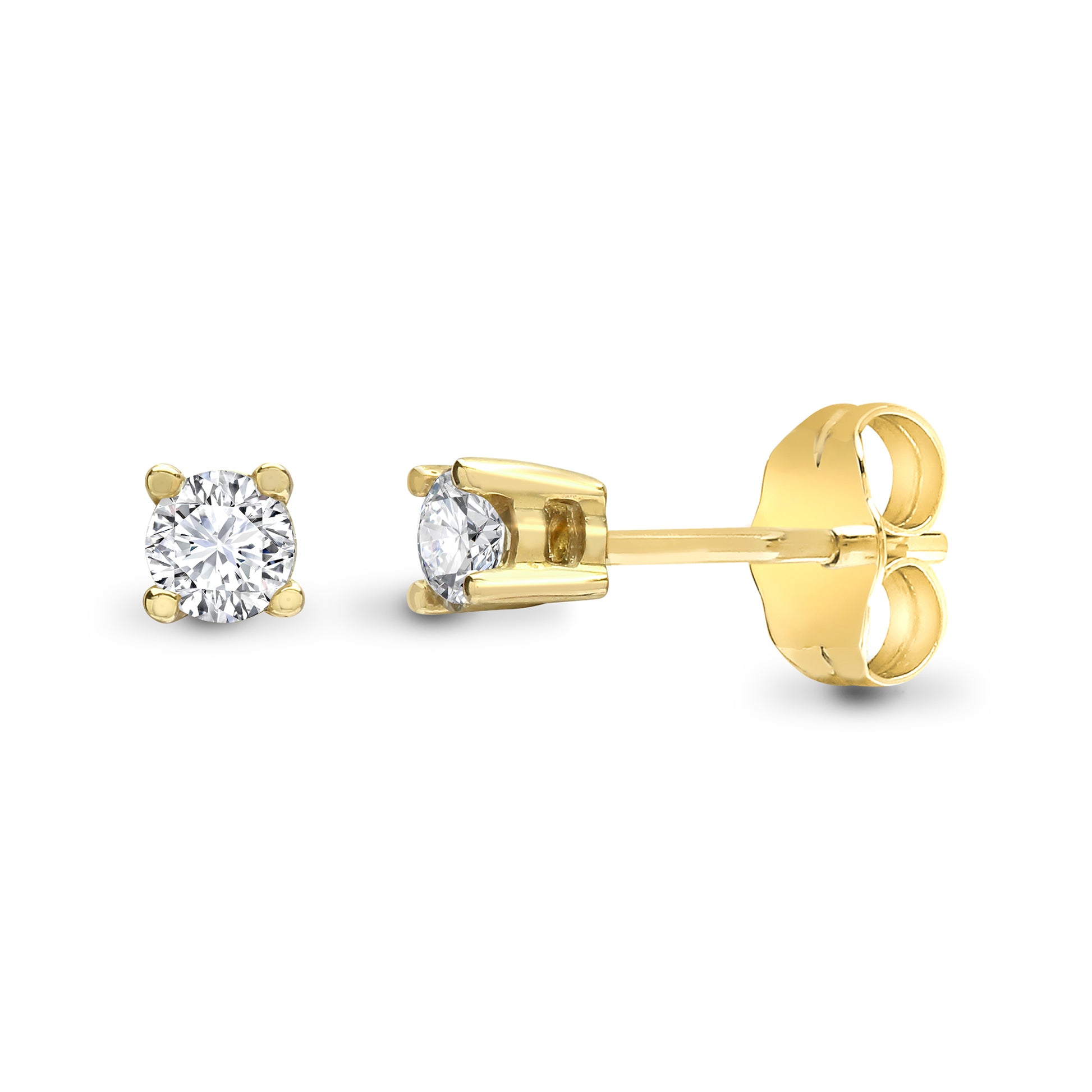 9ct Gold  0.15ct Diamond Solitaire Stud Earrings - 9E092-015