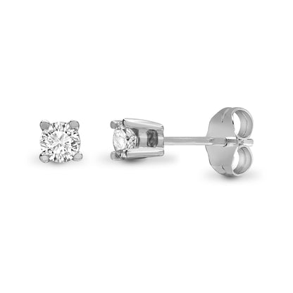 9ct White Gold  0.1ct Diamond Solitaire Stud Earrings - 9E096-010